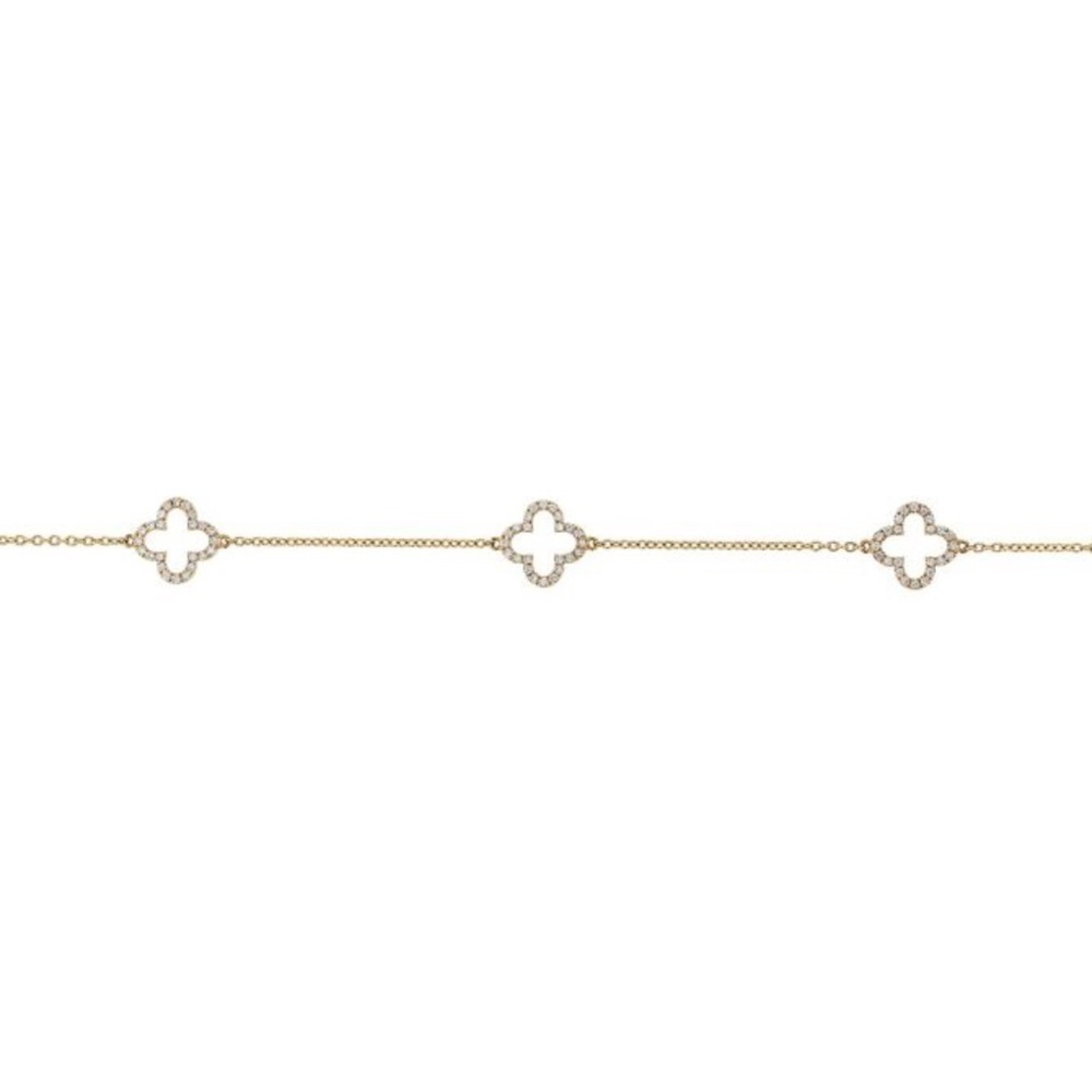 14kt gold & Sterling Silver Bracelet with 3 Clover motifs- perfect gift!